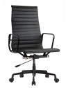 Eames Style Black Genuine Leather High Back Chair