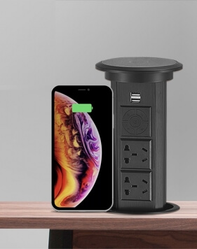 Smart All-in-one Automatic Touch Pop-up Power Outlet with Mobile Wireless Charger 2