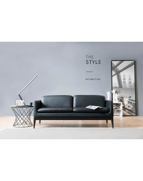 Zoom Black Brooklyn Minimalist Two Seater Modern Office Sofa