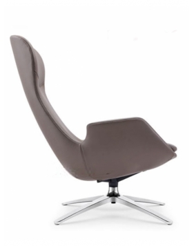 Swan Ash Grey echt lederen fauteuil met poef 2