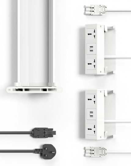 6x Gebruikers Desktop Interlink Oplossing voor stroomtoegang en kabelbeheer