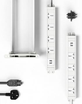 6x Gebruikers Onder-bureau Interlink Oplossing voor stroomtoegang en kabelbeheer