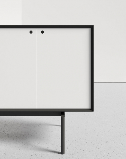EDGE Series Hutch Sideboard Black Cabinet White