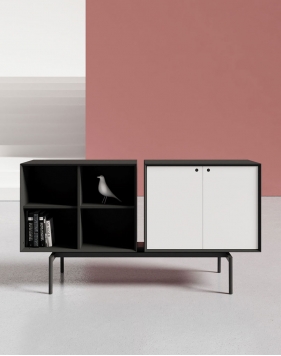 EDGE Series Hutch Sideboard Black Cabinet White