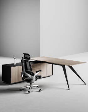 Zenon zwart L-vormig directiebureau Grey