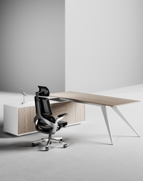 Zenon wit L-vormig directiebureau Grey
