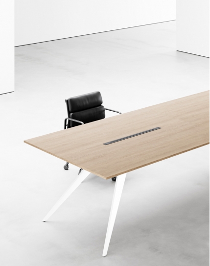 Zenon White Frame Modern Meeting Table Grey