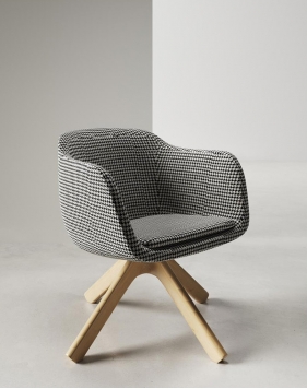 Dakota Houndstooth houten loungestoel