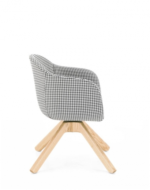 Dakota Houndstooth Wooden Lounge Chair