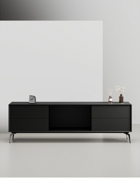EDGE Mulberry Black Chamfered Low Height Sideboard Cabinet