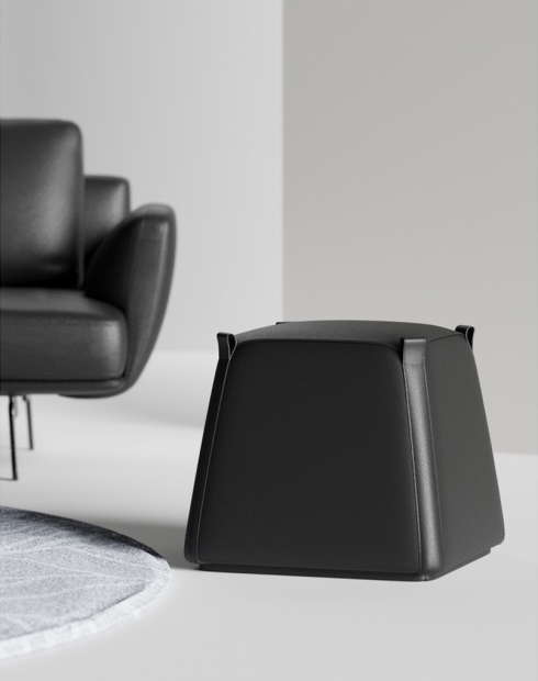 Cube Genuine Leather Lounge Stool