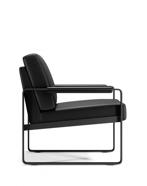 Sync Black Single Seater Genuine Leather Arm Chair