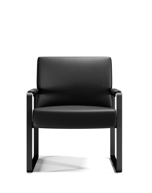 Sync Black Single Seater Genuine Leather Arm Chair