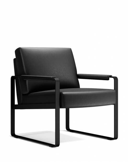 Sync Black Single Seater Genuine Leather Arm Chair