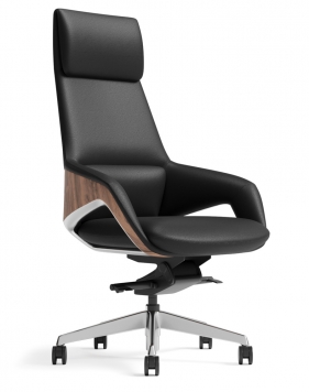 Opus Black Genuine Aniline Leather High Back Executive Chair