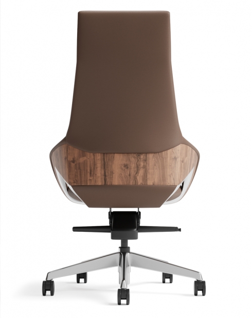 Opus Bruine echte aniline leren directiestoel met hoge rugleuning
