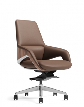 Opus Brown Genuine Aniline Leather Low Back Executive Chair