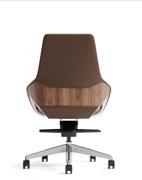 Opus Brown Genuine Aniline Leather Low Back Executive Chair
