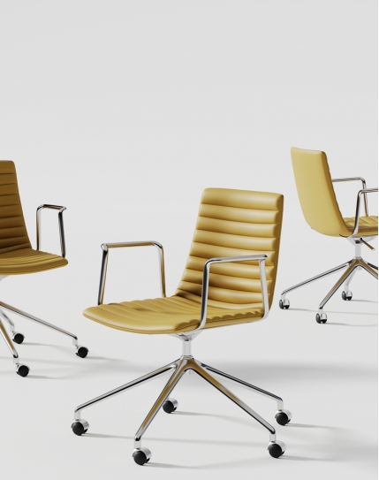 Simon Yellow Genuine Leather Designer Chair